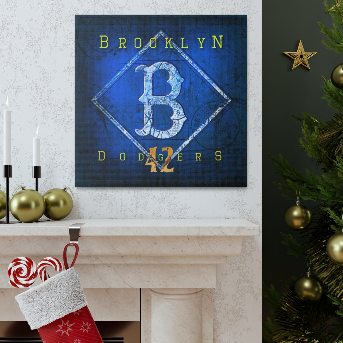 Brooklyn Dodgers Vintage Canvas Map | Throwback Jackie Robinson