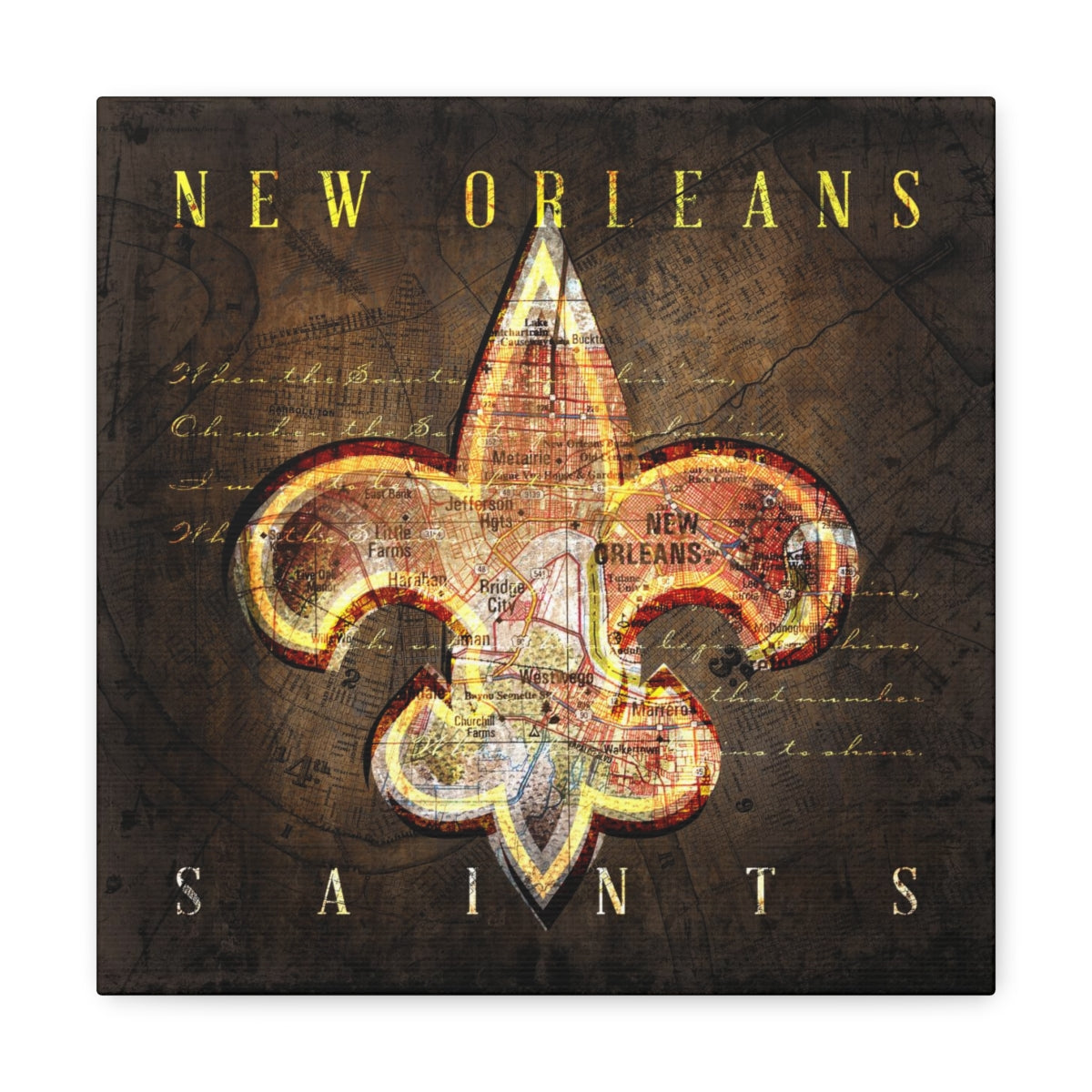 New Orleans Saints Vintage Canvas Map