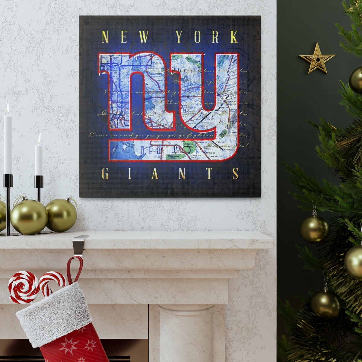 New York Giants Vintage Canvas Map