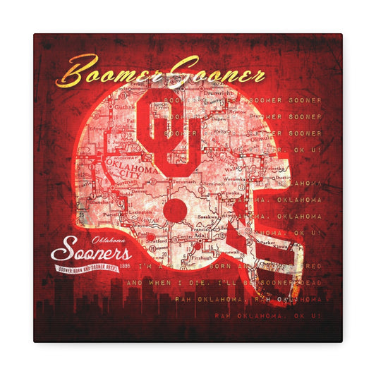 Oklahoma Sooners Vintage Canvas Map | Fight Song Lyrics