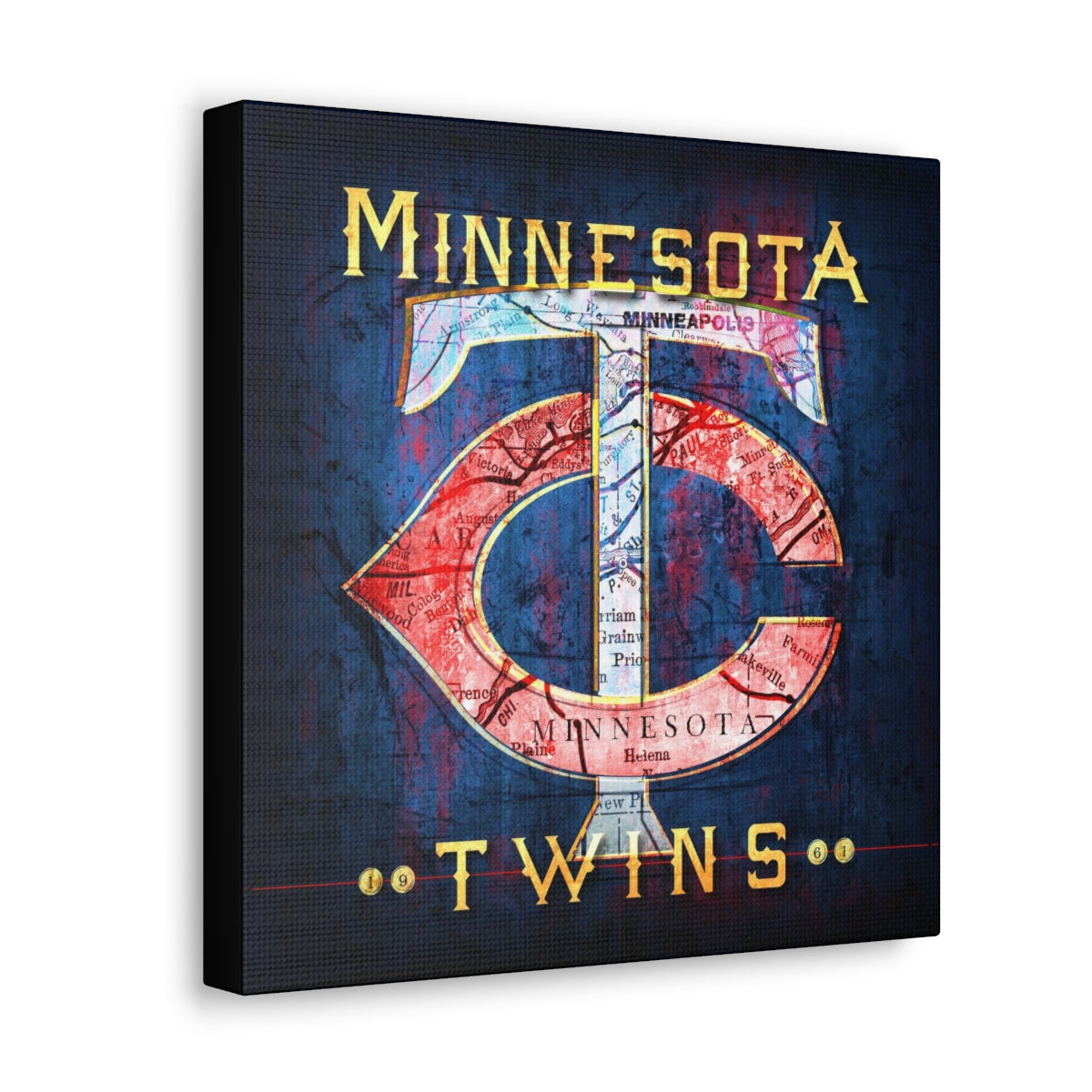 Minnesota Twins Vintage Canvas Map