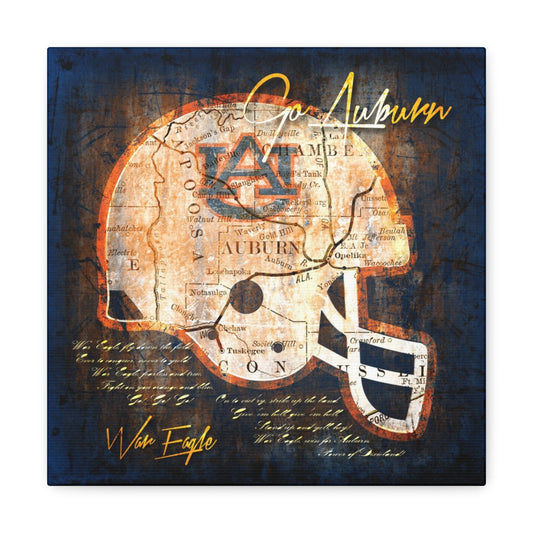Auburn Tigers Vintage Canvas Map | Fight Song Lyrics