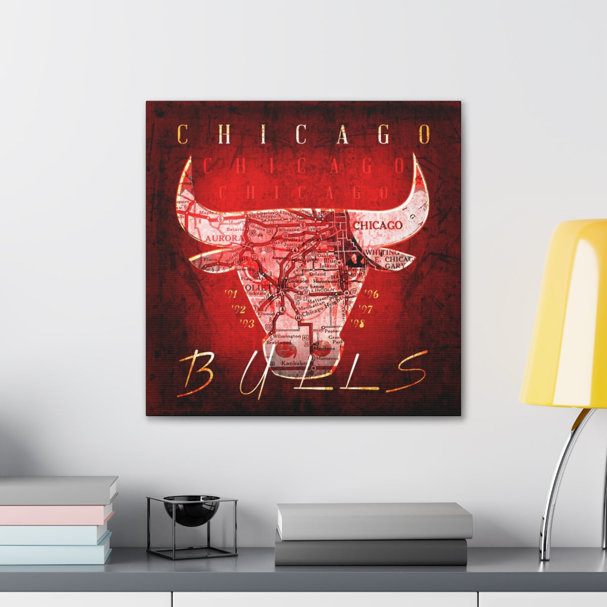 Chicago Bulls Vintage Canvas Map