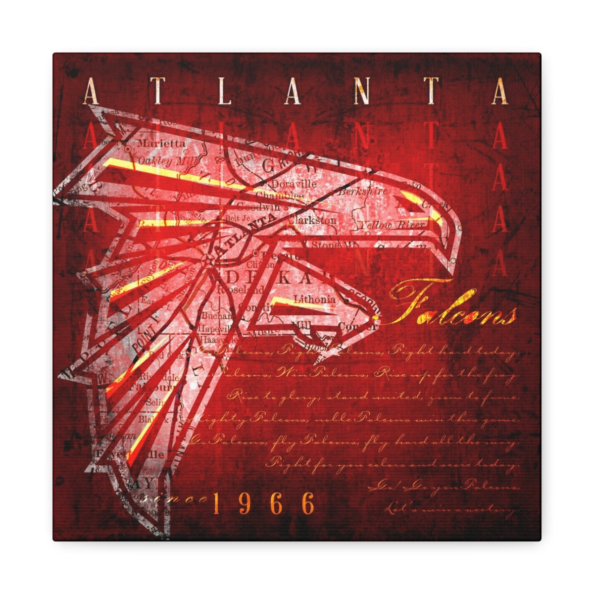Atlanta Falcons Vintage Canvas Map