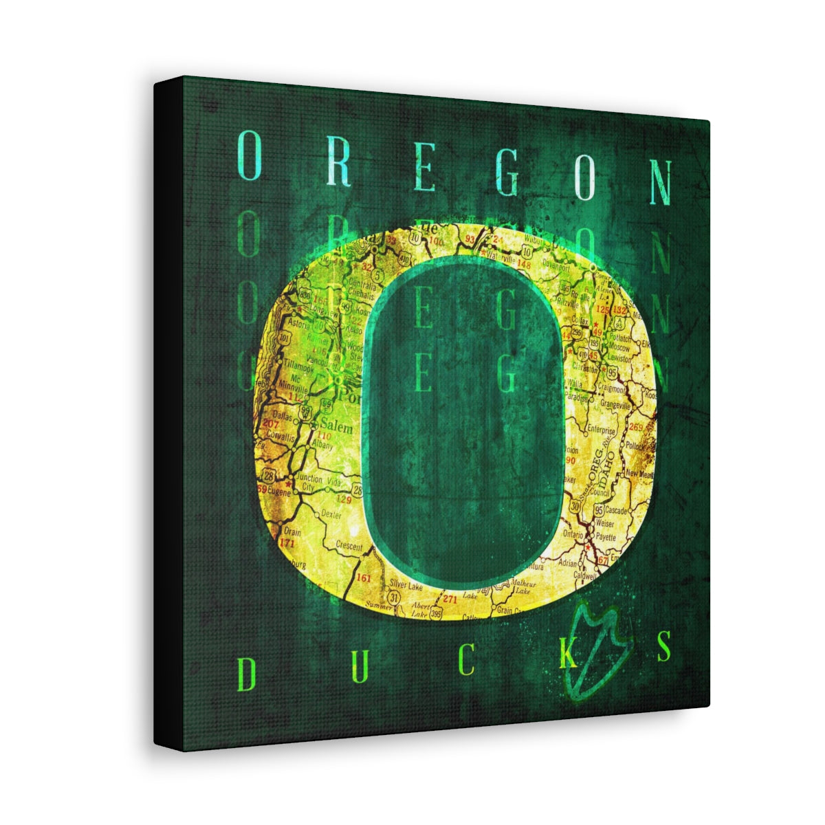 Oregon Ducks Vintage Canvas Map