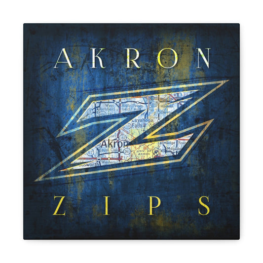 Akron Zips Vintage Canvas Map