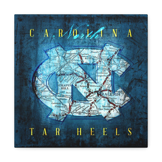 North Carolina Tar Heels Vintage Canvas Map