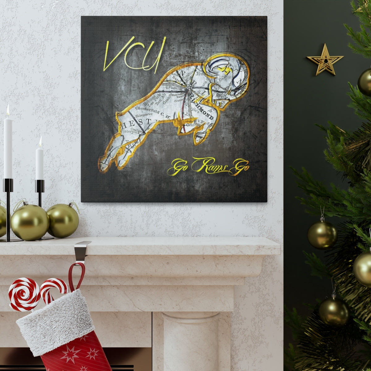 VCU Rams Vintage Canvas Map