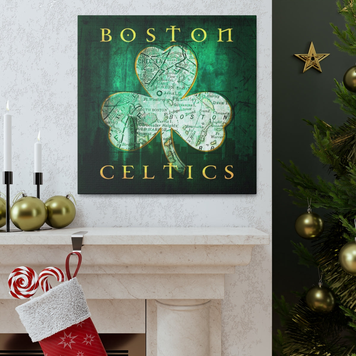 Boston Celtics Vintage Canvas Map