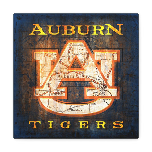 Auburn Tigers Vintage Canvas Map