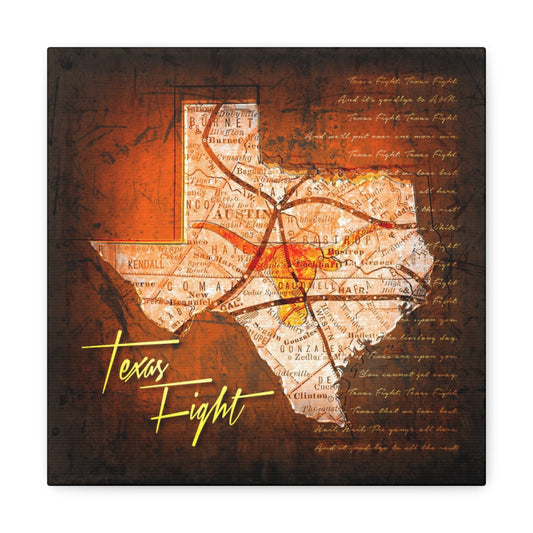 Texas Longhorns Vintage Canvas Map | Texas Fight Song Lyrics