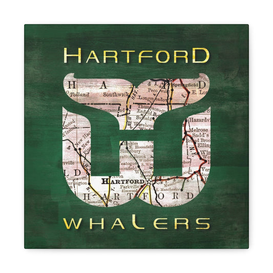 Hartford Whalers Throwback Vintage Canvas Map