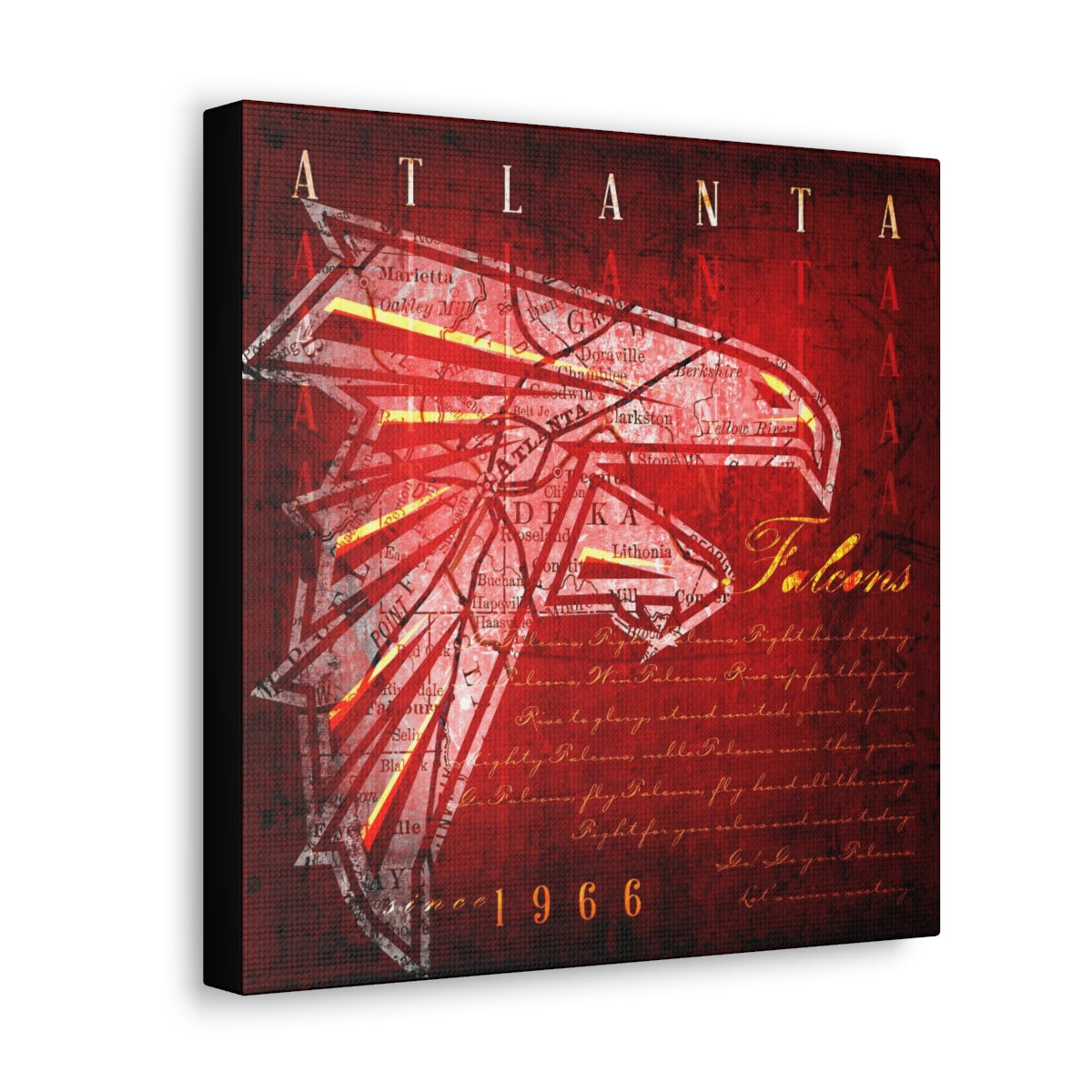 Atlanta Falcons Vintage Canvas Map