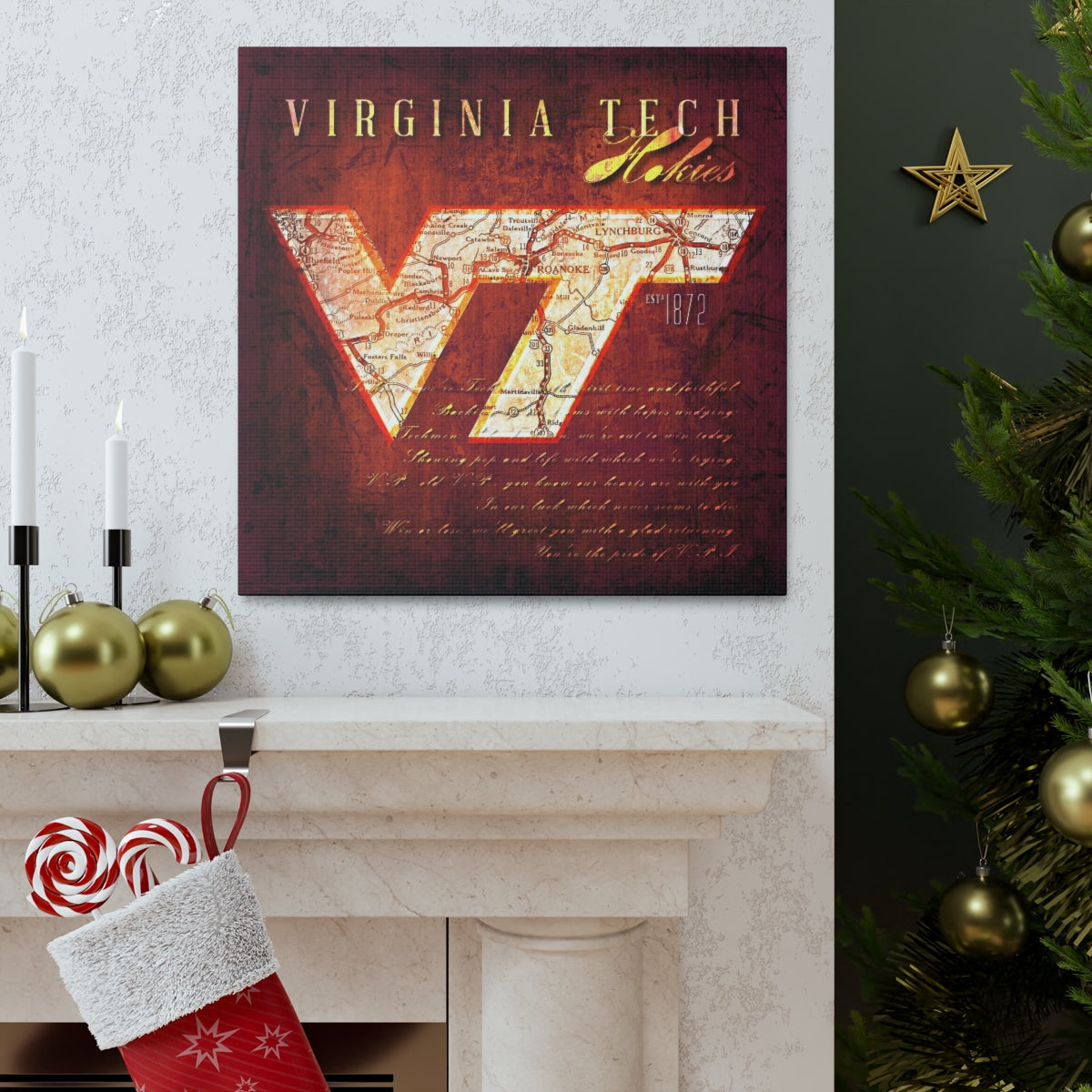 Virginia Tech Hokies Vintage Canvas Map