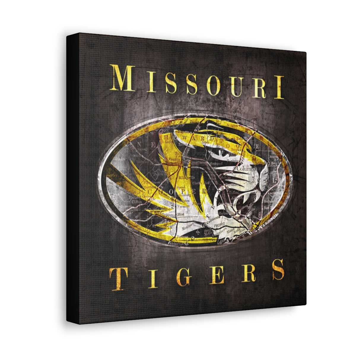Missouri Tigers Vintage Canvas Map