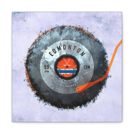 Edmonton Oilers Hockey Puck Turntable Canvas Art