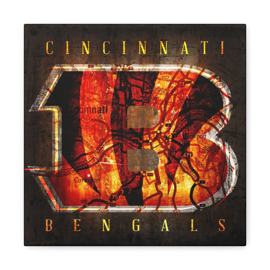 Cincinnati Bengals Vintage Canvas Map