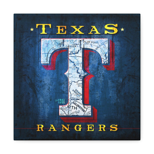 Texas Rangers Vintage Canvas Map