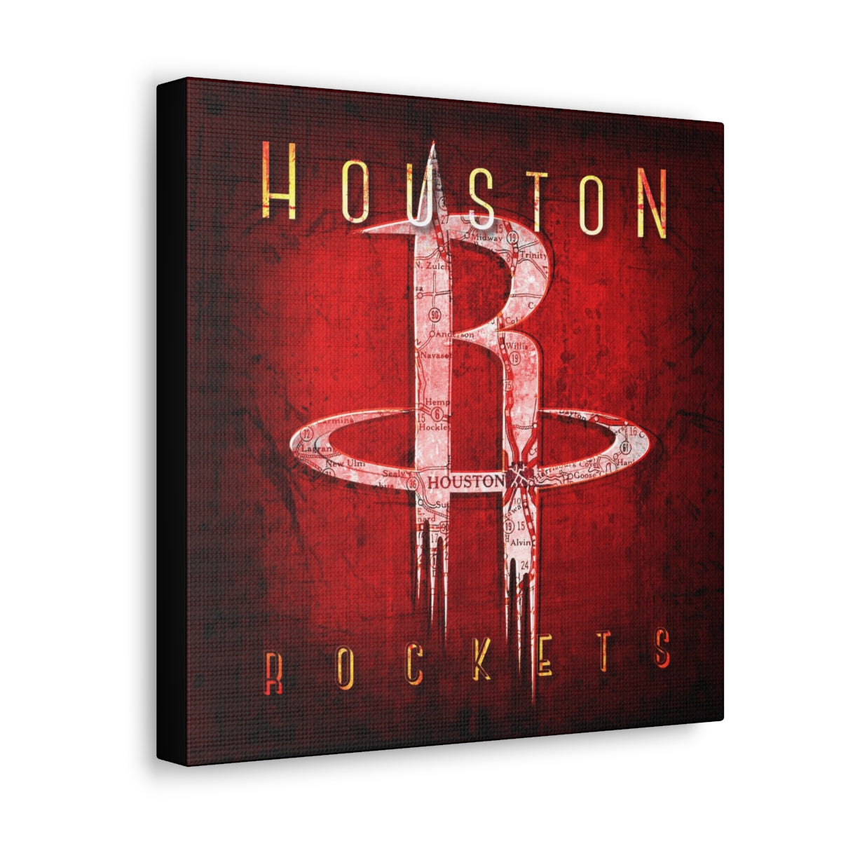 Houston Rockets Vintage Canvas Map