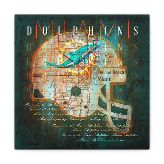 Miami Dolphins Vintage Canvas Map | Throwback Helmet