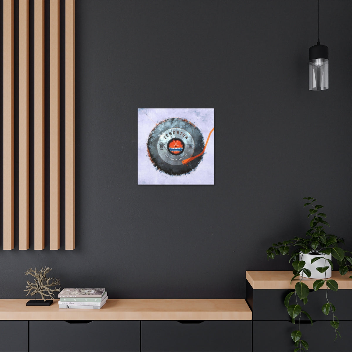 Edmonton Oilers Hockey Puck Turntable Canvas Art