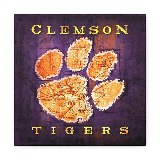 Clemson Tigers Vintage Canvas Map