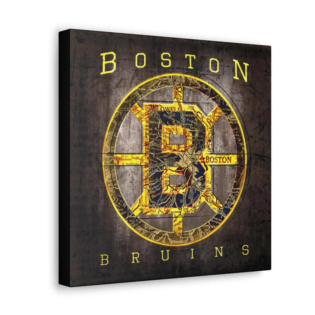 Boston Bruins Vintage Canvas Map