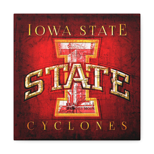 Iowa State Cyclones Vintage Canvas Map