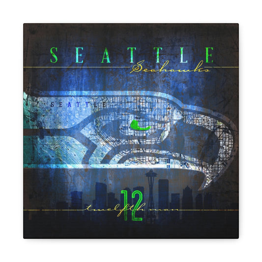 Seattle Seahawks Vintage Canvas Map