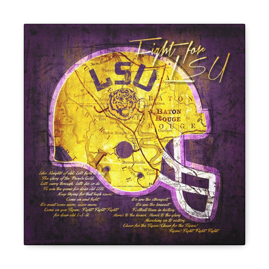 LSU Tigers Vintage Canvas Map | Fight Song Lyrics