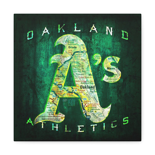 Oakland Athletics Vintage Canvas Map