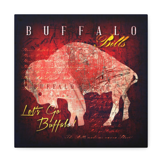 Buffalo Bills Vintage Canvas Map | Shout Fight Song Lyrics