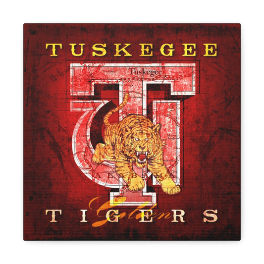 Tuskegee Golden Tigers Vintage Canvas Map