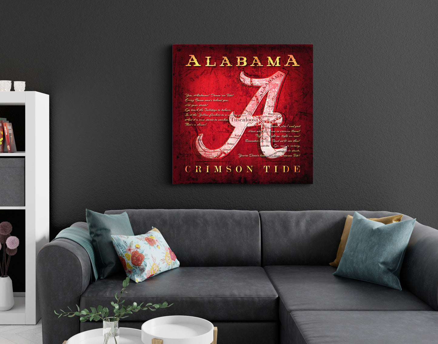 Alabama Crimson Tide Vintage Canvas Map | Fight Song Lyrics