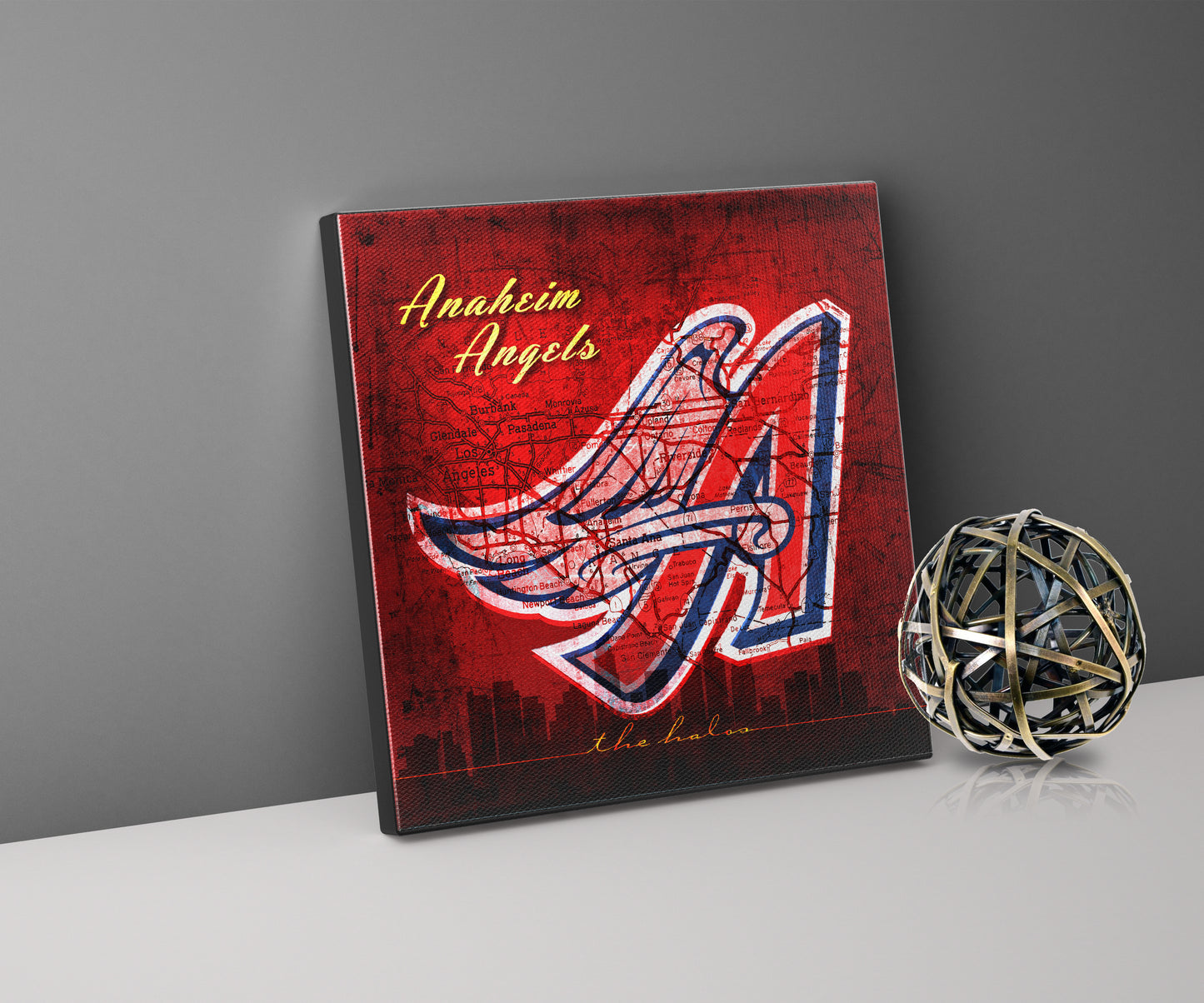 Anaheim Angels Vintage Canvas Map | Throwback Angel Wings