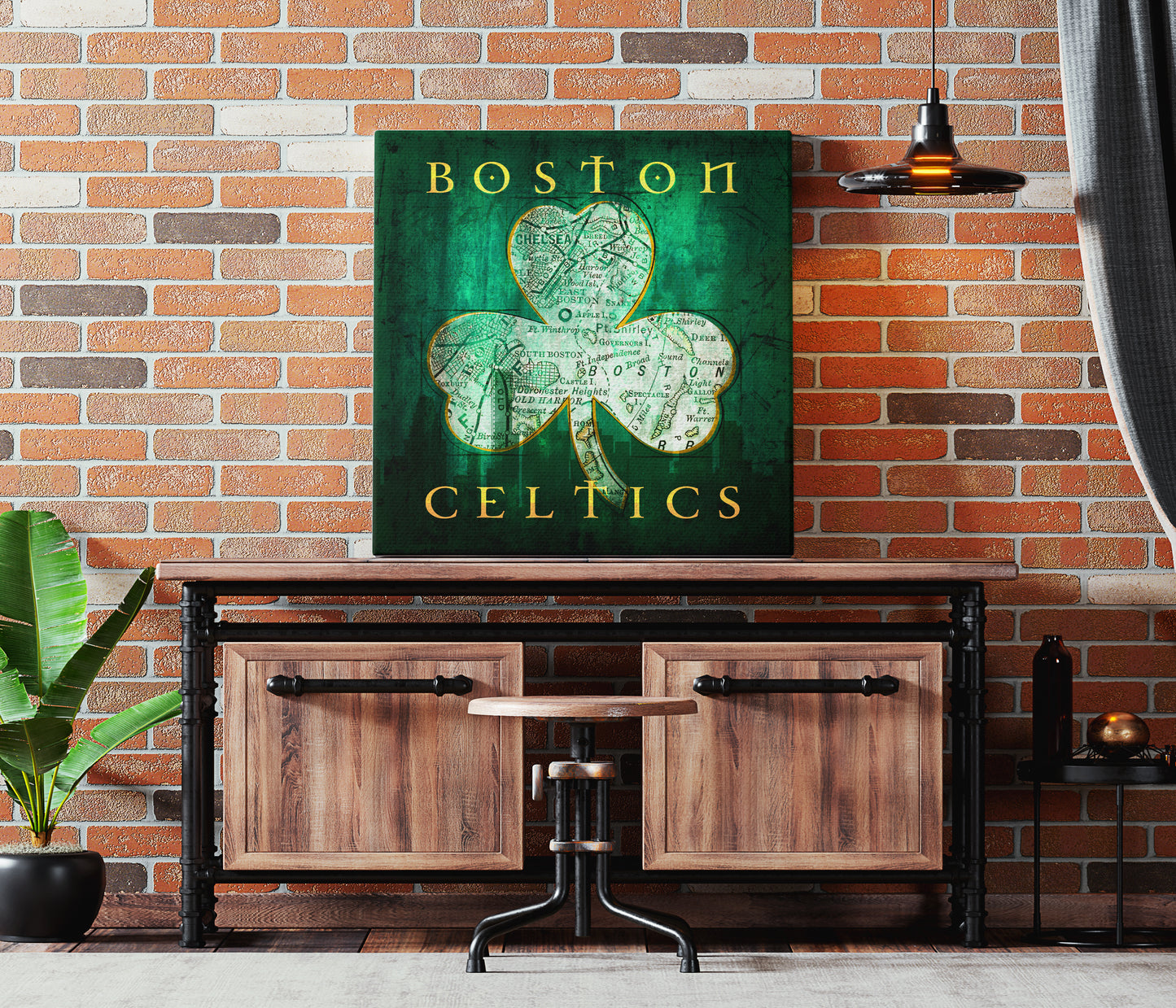 Boston Celtics Vintage Canvas Map