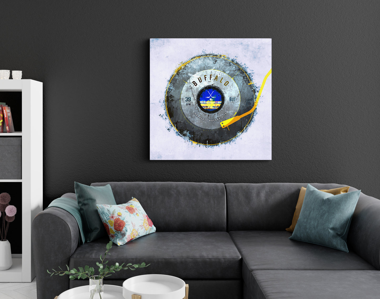 Buffalo Sabres Hockey Puck Turntable Canvas Art