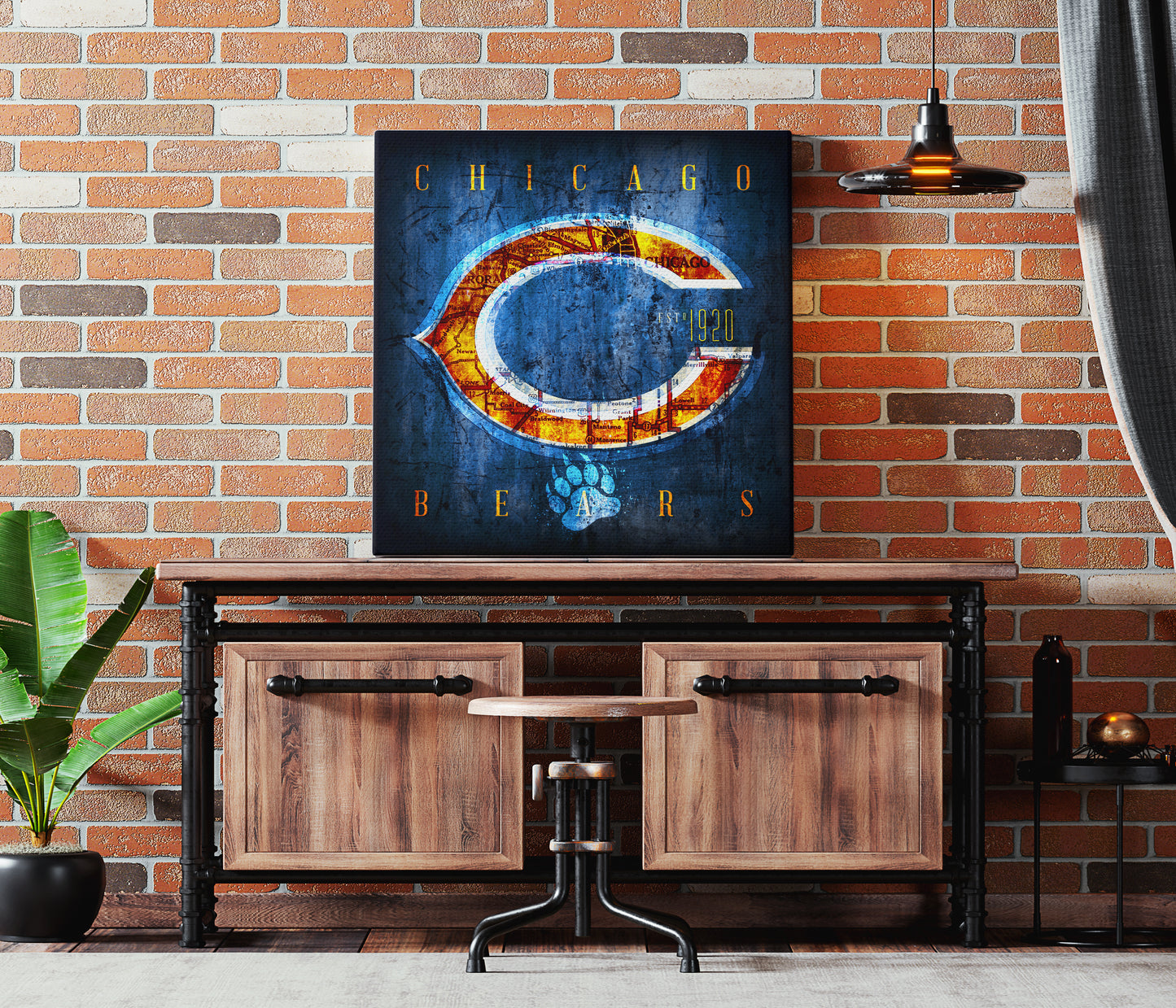 Chicago Bears Vintage Canvas Map