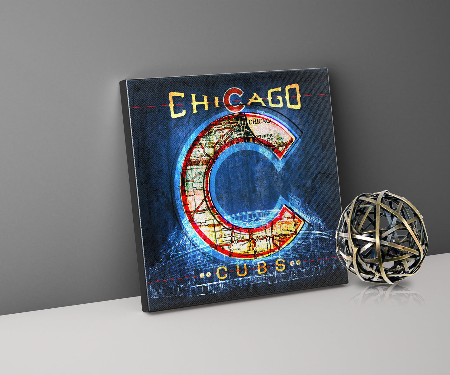 Chicago Cubs Vintage Canvas Map