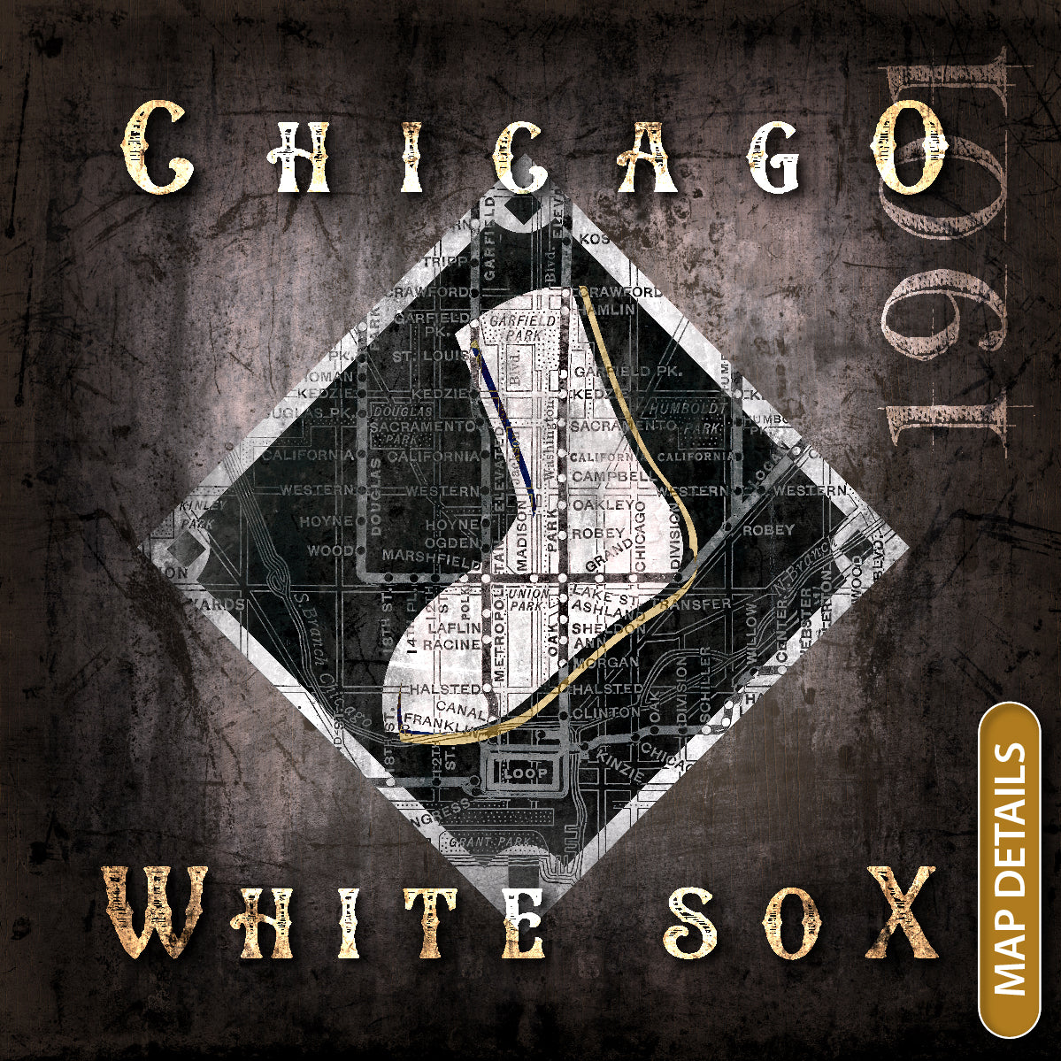 Chicago White Sox Vintage Canvas Map – Retro League Art