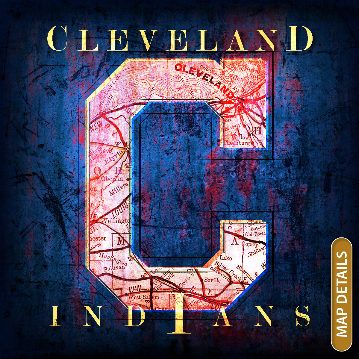 Cleveland Indians Vintage Canvas Map | Throwback