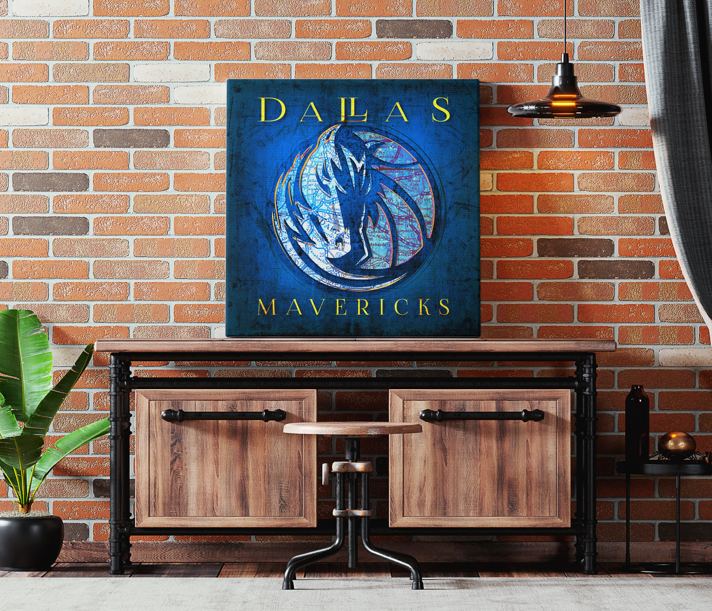 Dallas Mavericks Vintage Canvas Map