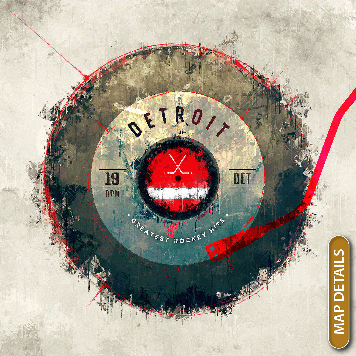Detroit Red Wings Hockey Puck Turntable Canvas Art