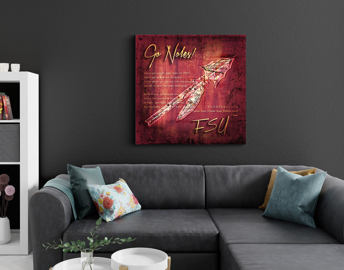 Florida State Seminoles Vintage Canvas Map | Fight Song Lyrics