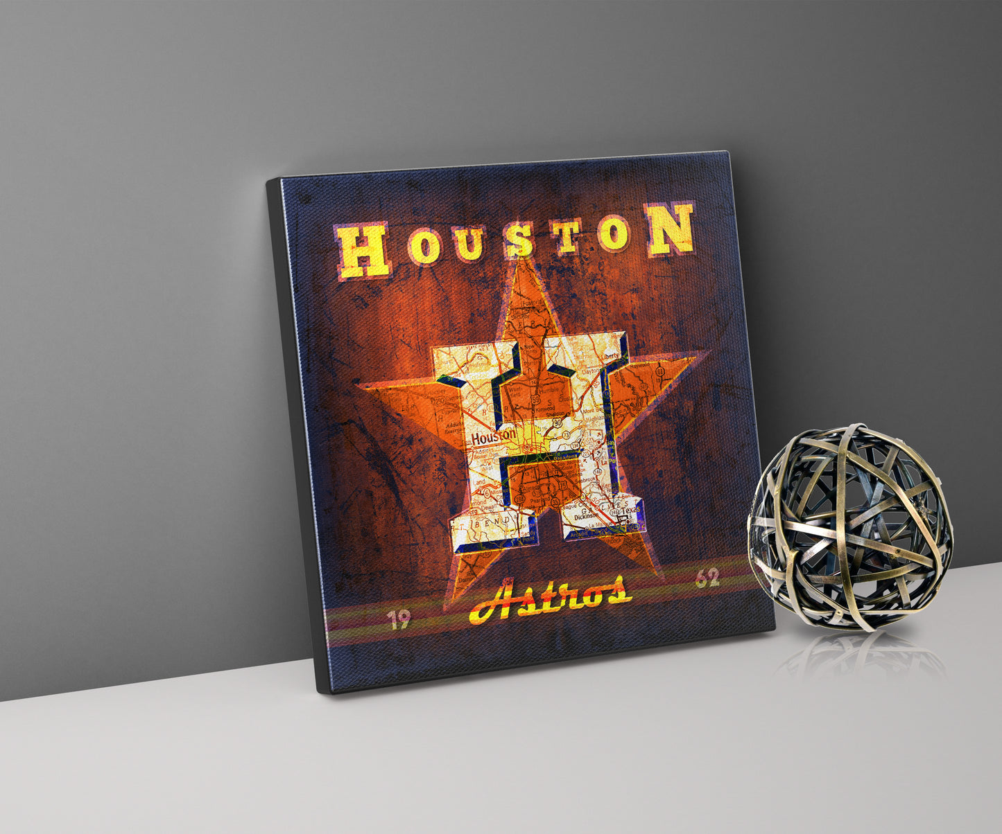 Houston Astros Vintage Canvas Map
