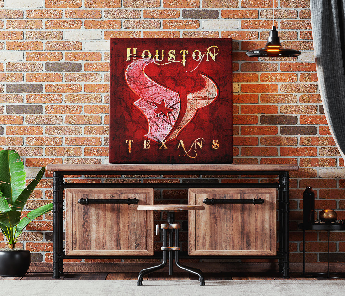 Houston Texans Vintage Canvas Map