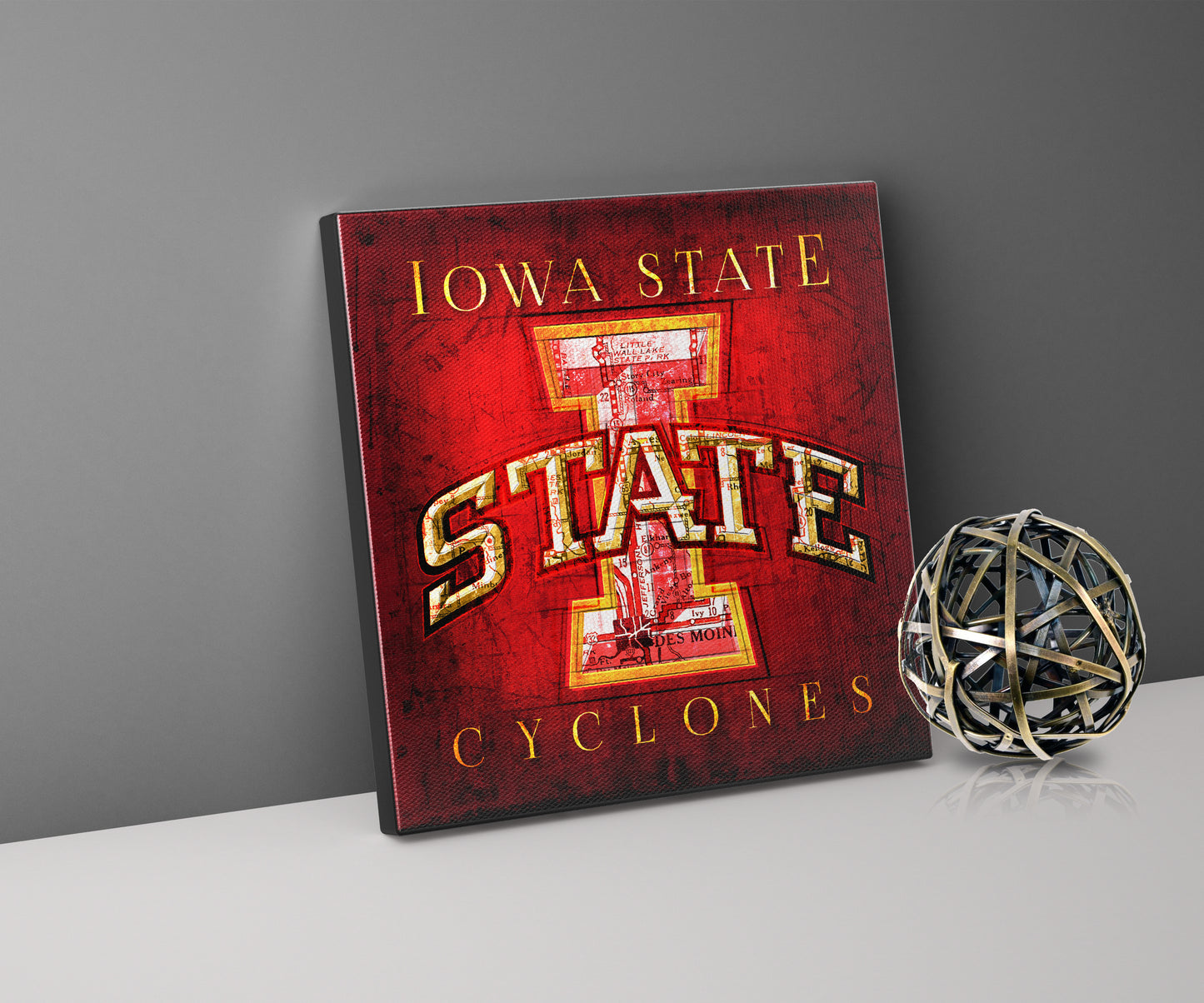 Iowa State Cyclones Vintage Canvas Map