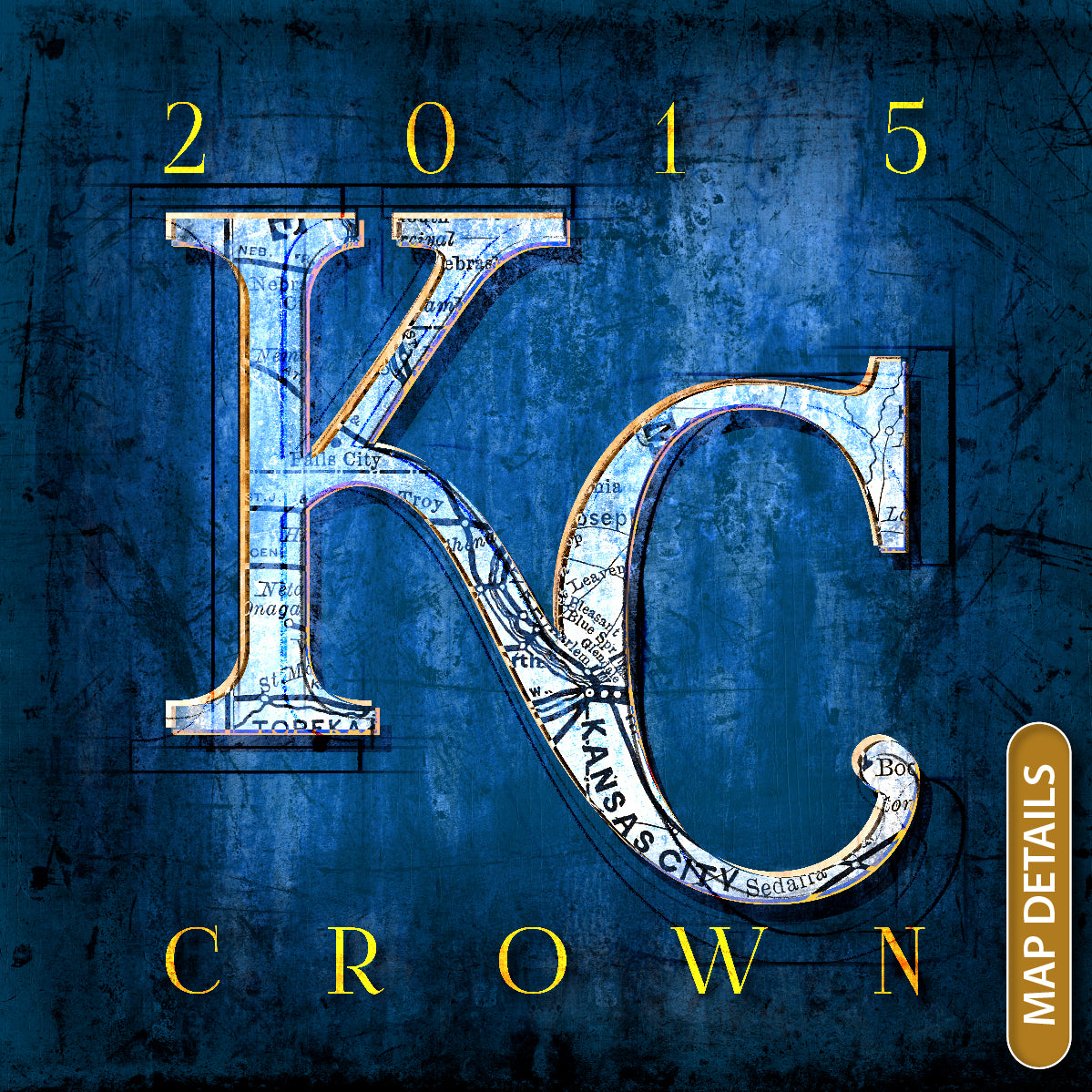 Kansas City Royals Vintage Canvas Map | 2015 Crown