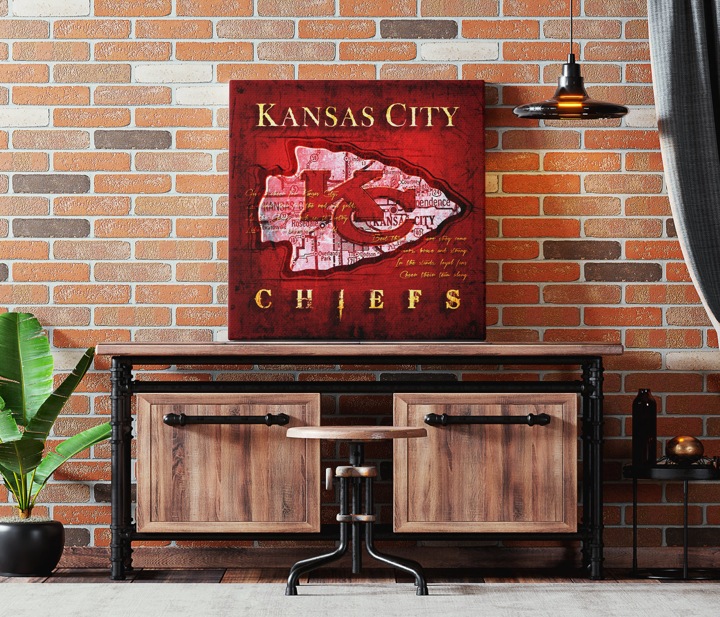 Kansas City Chiefs Vintage Canvas Map | Throwback Helmet