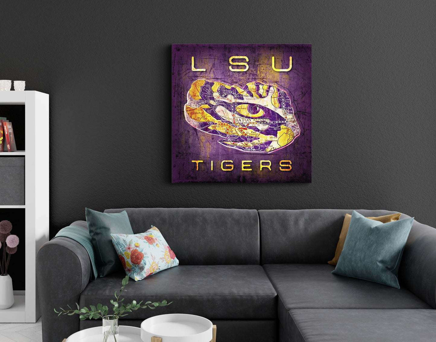 LSU Tigers Vintage Canvas Map